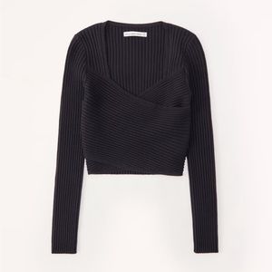 Abercrombie & Fitch LuxeLoft Wrap Sweater Top in Black